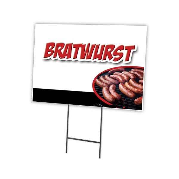 Bratwurst Yard Sign & Stake outdoor plastic coroplast window, C-1824 Bratwurst